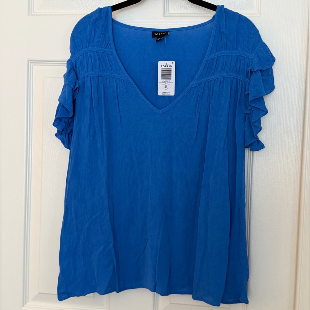 Torrid Vibrant Blue V-Neck Blouse